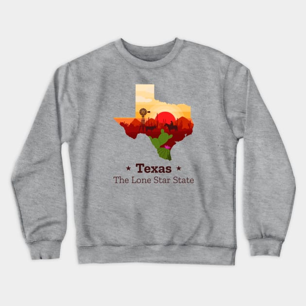 Texas Crewneck Sweatshirt by Tip Top Tee's